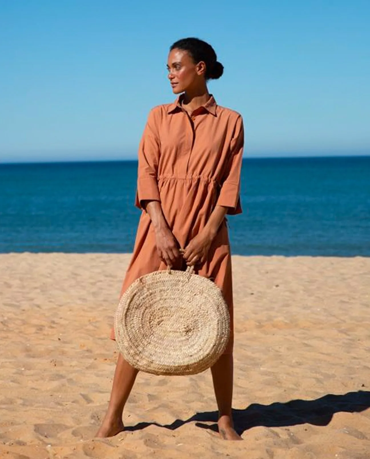 Thelma Organic Cotton Dress In Caramel