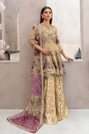 Traditional Embellished Gold Kurti Sharara Pakistani Wedding Dress