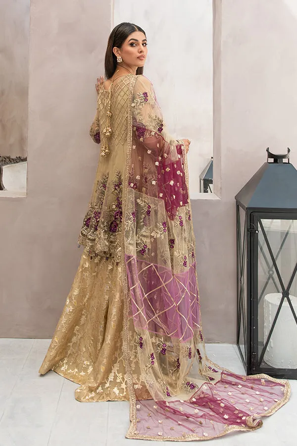 Traditional Embellished Gold Kurti Sharara Pakistani Wedding Dress