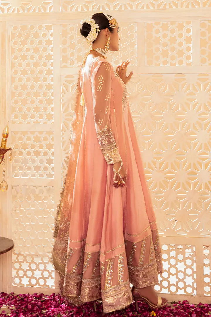 Traditional Heavily Embellished Peach Frock Pakistani Wedding Dress