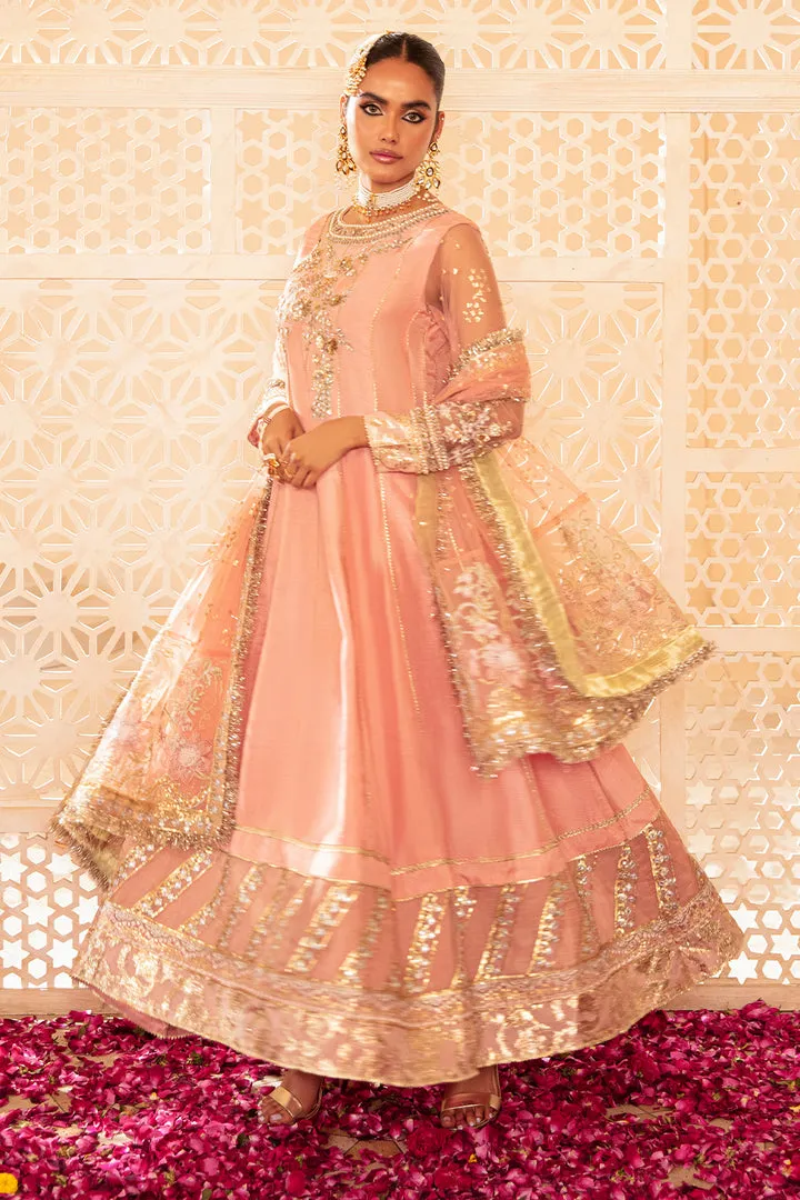 Traditional Heavily Embellished Peach Frock Pakistani Wedding Dress