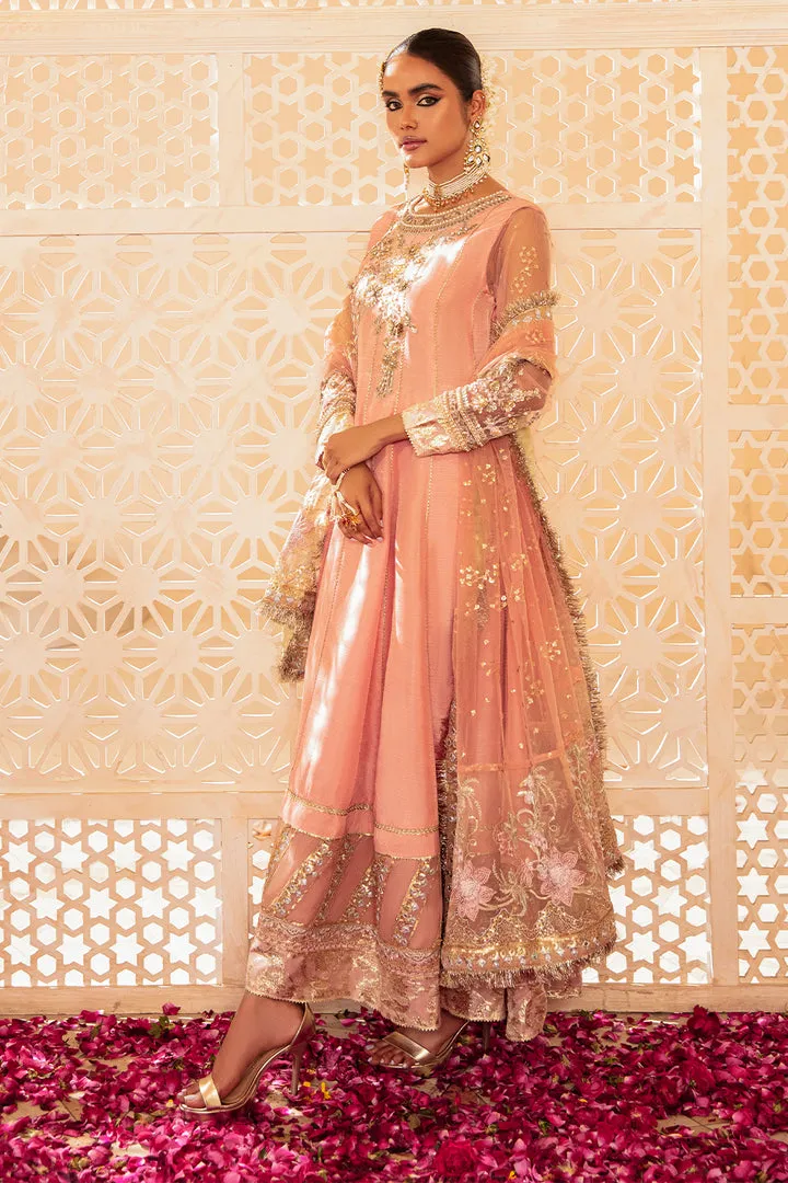Traditional Heavily Embellished Peach Frock Pakistani Wedding Dress
