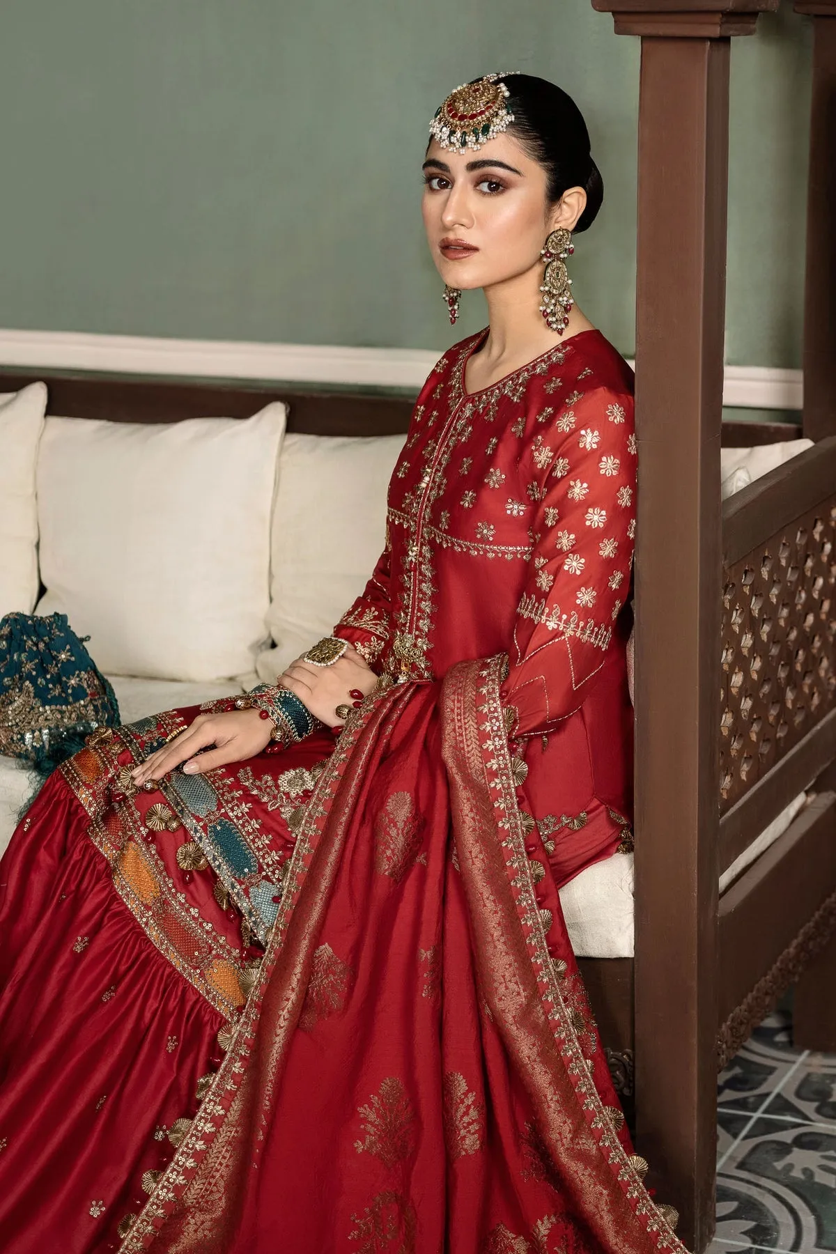 Traditional Pakistani Kurti and Gharara Wedding Party Dress