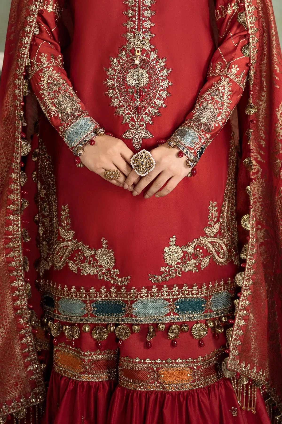 Traditional Pakistani Kurti and Gharara Wedding Party Dress