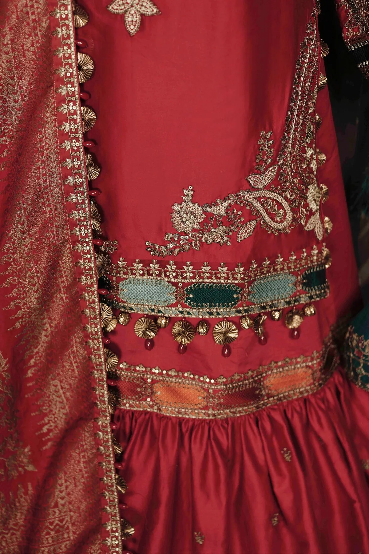 Traditional Pakistani Kurti and Gharara Wedding Party Dress
