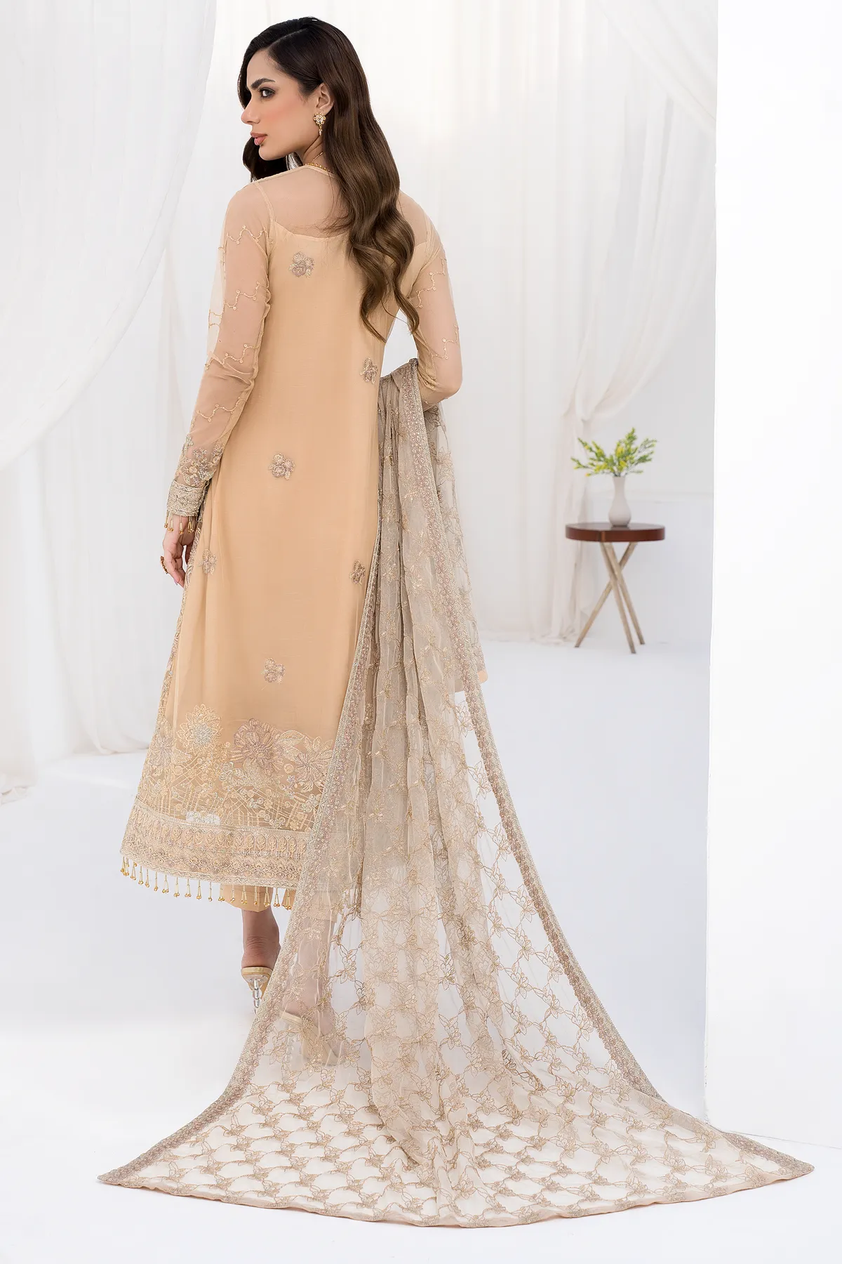 Traditional Pakistani Long Kameez with Trousers Wedding Dress
