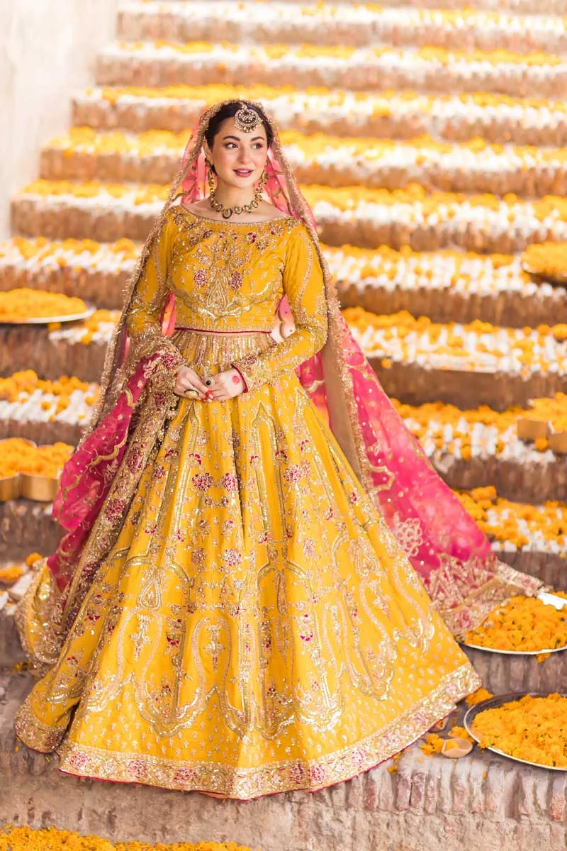 Traditional Pakistani Mehendi Bridal Dress Orange Bridal Lehenga Choli Pakistani Wedding Dresses