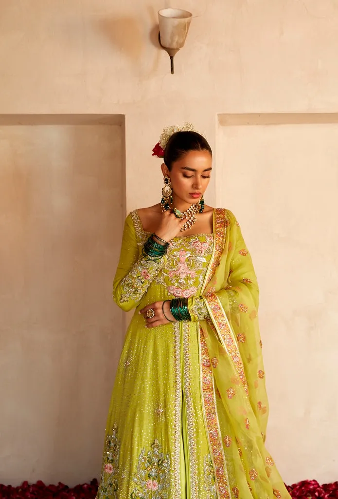 Traditional Pishwas Frock Green Pakistani Wedding Dress
