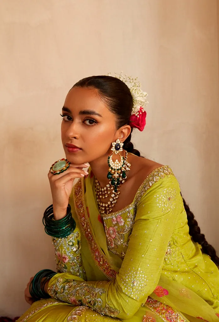 Traditional Pishwas Frock Green Pakistani Wedding Dress