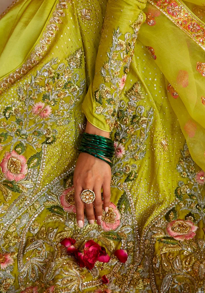 Traditional Pishwas Frock Green Pakistani Wedding Dress