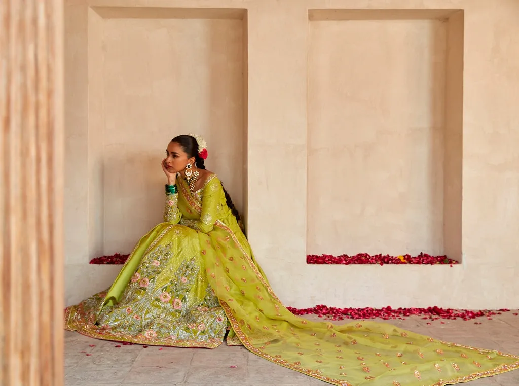 Traditional Pishwas Frock Green Pakistani Wedding Dress