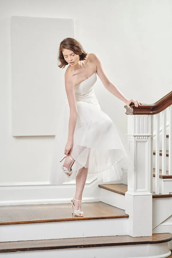 Try On Anna Cate Strapless Tulle Tea Length Rehearsal Dinner & Wedding Dress size 2