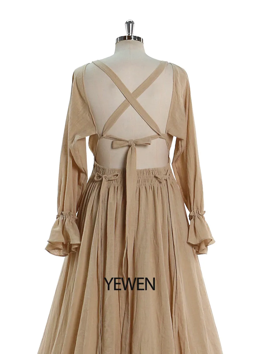 V Neck Maternity Dresses for Photo Shoots Adjustable Waist Photography Pregnancy Dress for Baby Shower YEWEN  YD211230-2