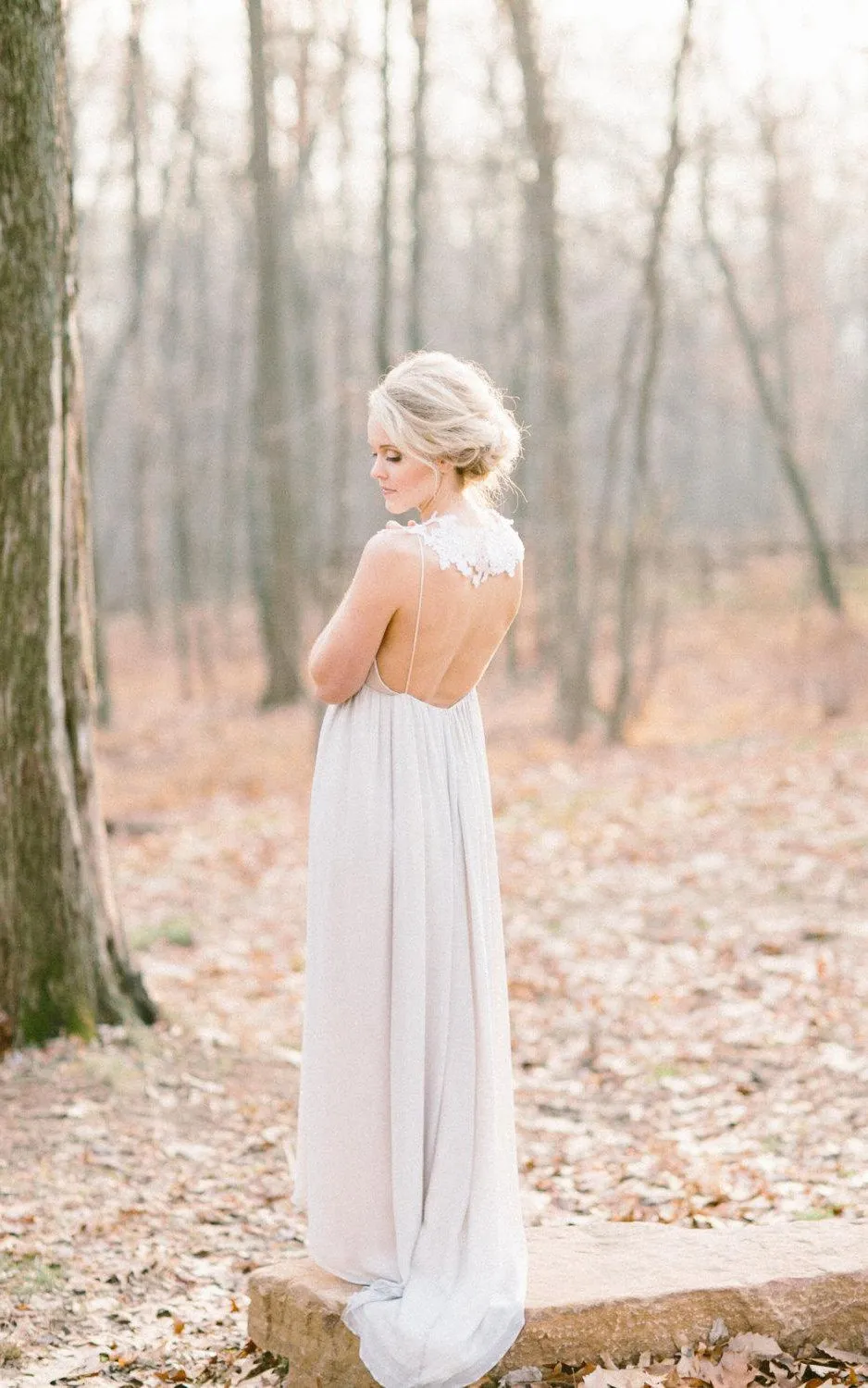 V-Neck Sleeveless Backless Long Chiffon Wedding Dress With Ruching-711089