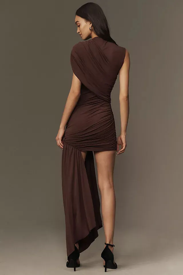 Valencia | Noir Draped Jersey Mini Dress
