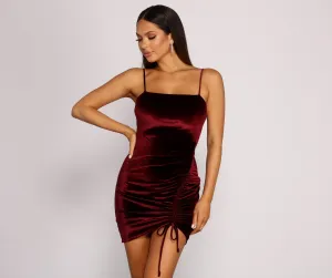Velvet Stunner Stylish Ruched Mini Dress