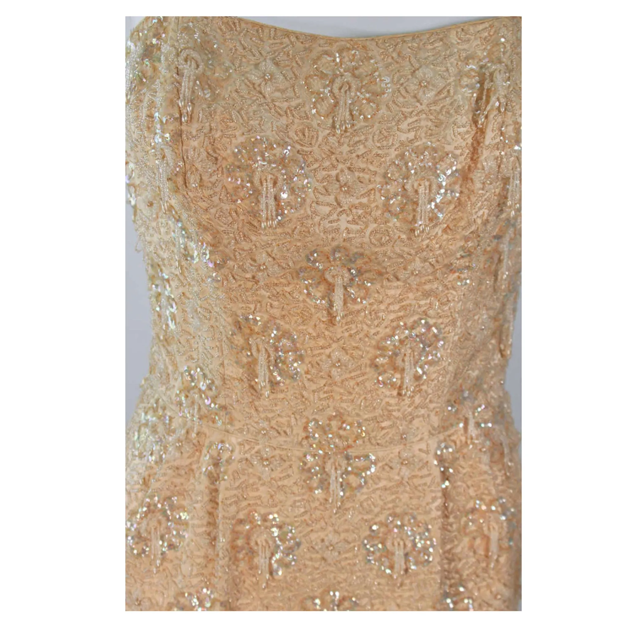 VINTAGE Circa 1960s Silk Beaded Cocktail Dress