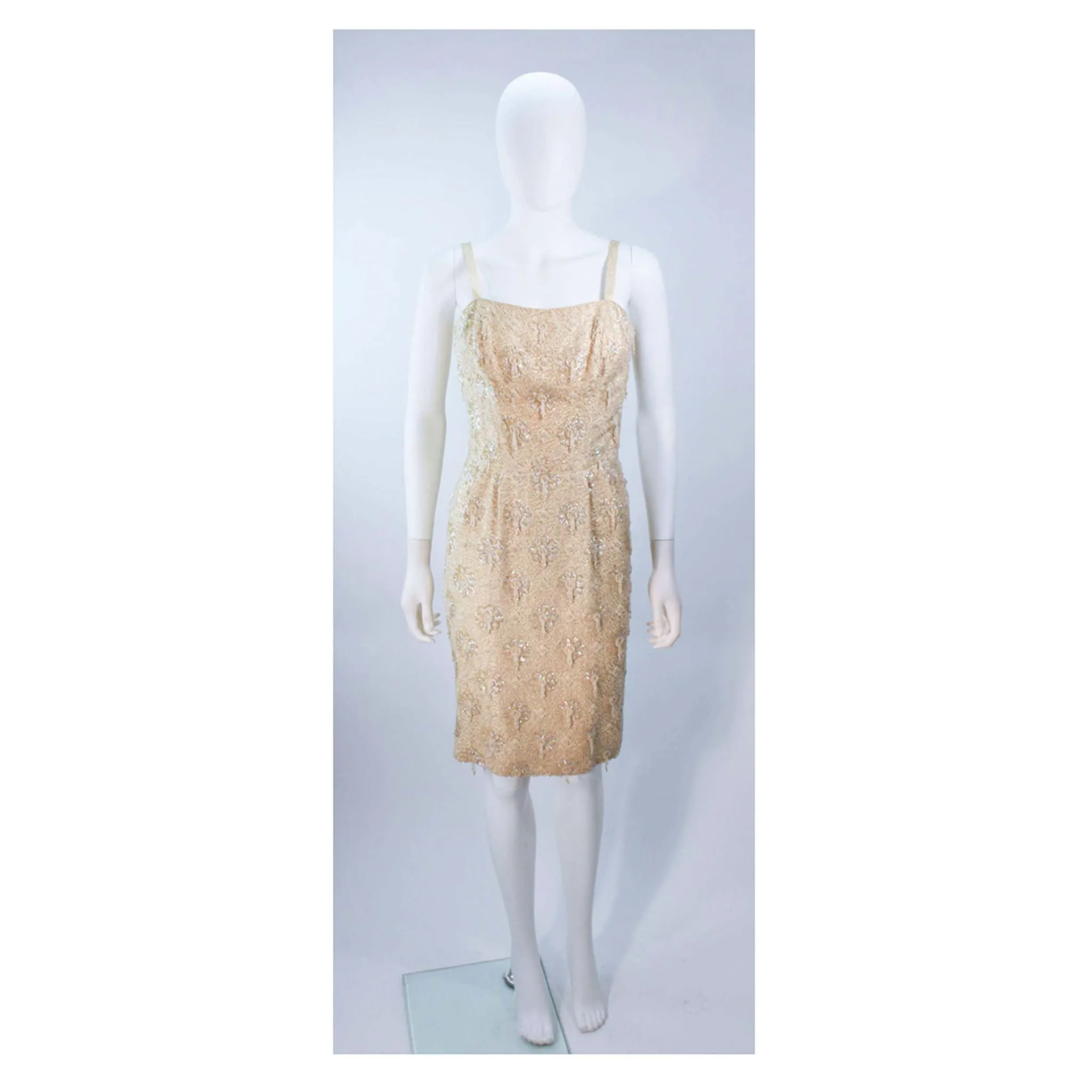 VINTAGE Circa 1960s Silk Beaded Cocktail Dress