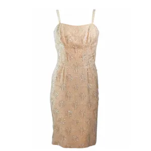 VINTAGE Circa 1960s Silk Beaded Cocktail Dress