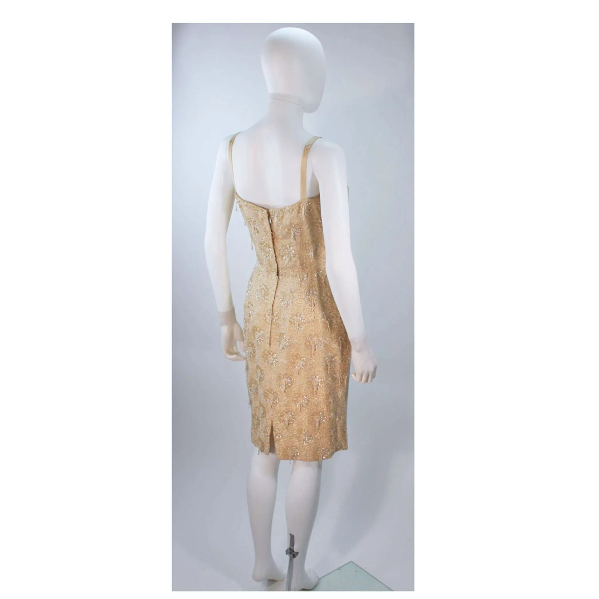 VINTAGE Circa 1960s Silk Beaded Cocktail Dress