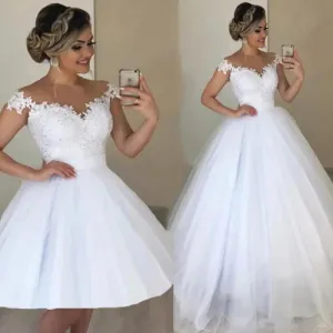 Wedding Dresses Beads Lace Removable Skirt Bridal Gowns