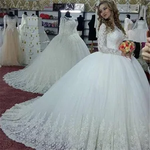 Wedding Dresses Puffy Vintage Ball Gown Dresses Bridal Gowns