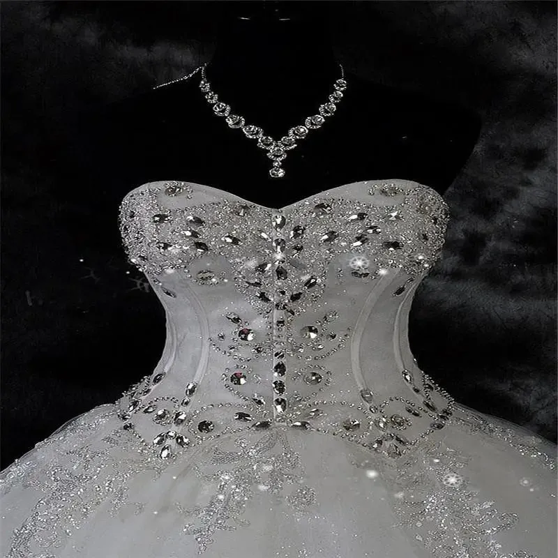 Wedding Guest Dresses: Ball Gown Lace Wedding Dress Shiny Beaded Wedding Gowns