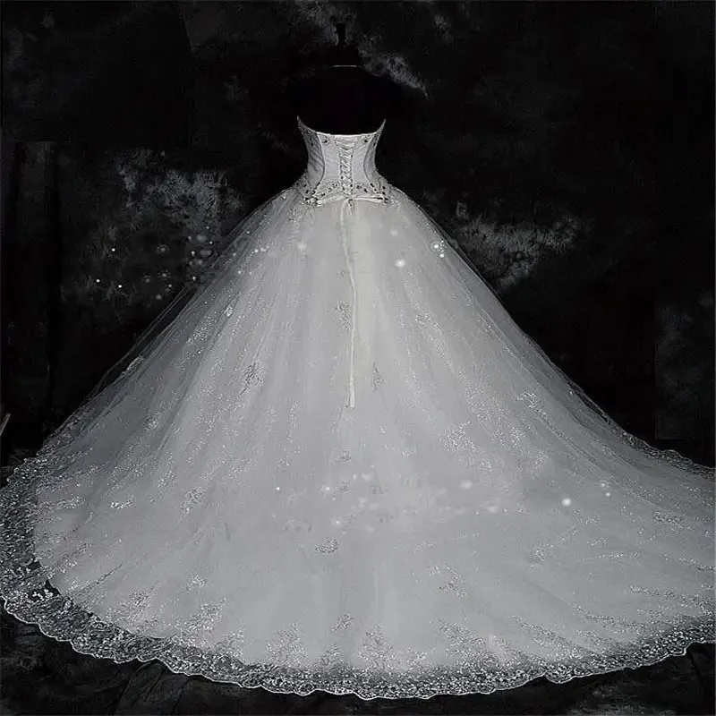 Wedding Guest Dresses: Ball Gown Lace Wedding Dress Shiny Beaded Wedding Gowns