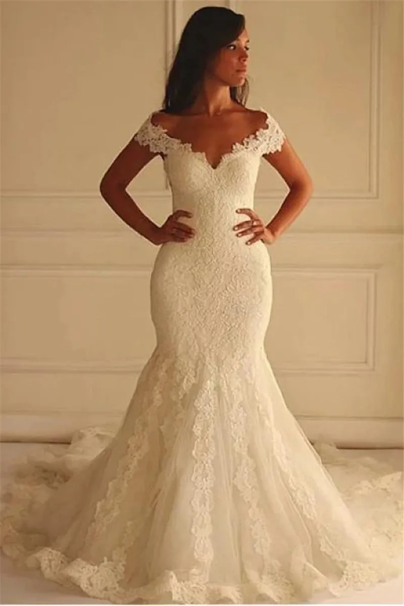 Wedding Guest Dresses: Ivory Wedding Dresses Mermaid Off The Shoulder Women