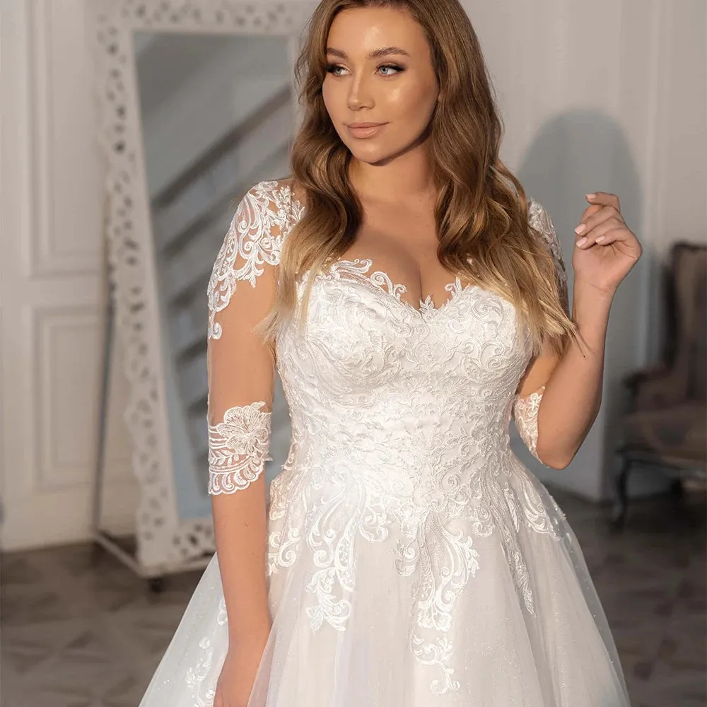 Wedding Guest Dresses: Vintage Lace Wedding Dresses Plus Size Elegant Bridal Dress