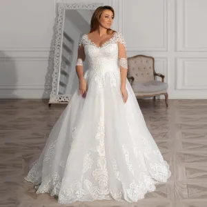 Wedding Guest Dresses: Vintage Lace Wedding Dresses Plus Size Elegant Bridal Dress