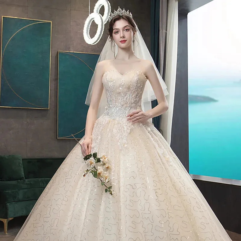 Wedding Guest Dresses: Wedding Dress Classic Strapless Wedding Gown With Train