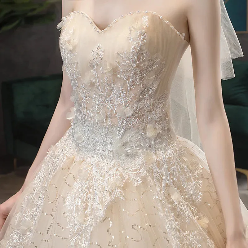 Wedding Guest Dresses: Wedding Dress Classic Strapless Wedding Gown With Train