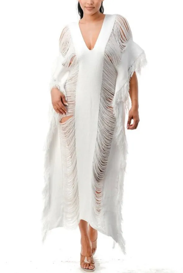 White Long Swimsuit Coverup