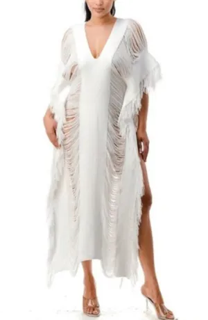 White Long Swimsuit Coverup