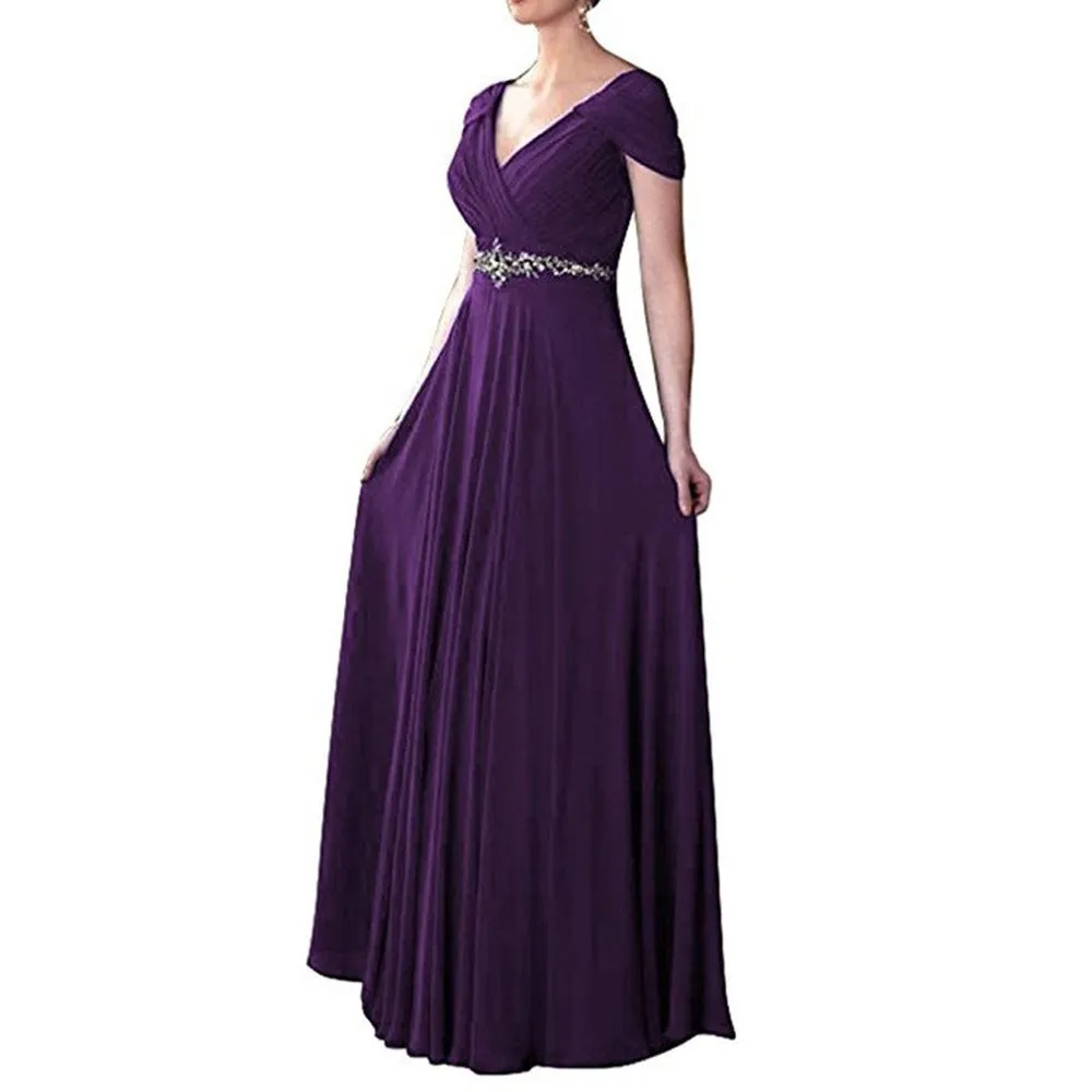 Women Bridesmaid Dress Long Chiffon Prom Wedding Gowns