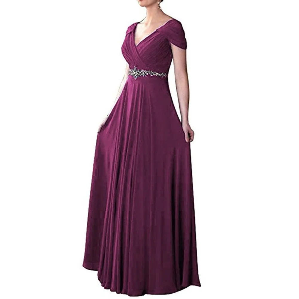 Women Bridesmaid Dress Long Chiffon Prom Wedding Gowns