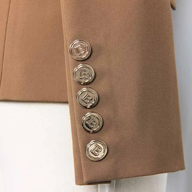 Women's Cotton Double-breasted Brown Blazer