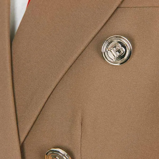 Women's Cotton Double-breasted Brown Blazer