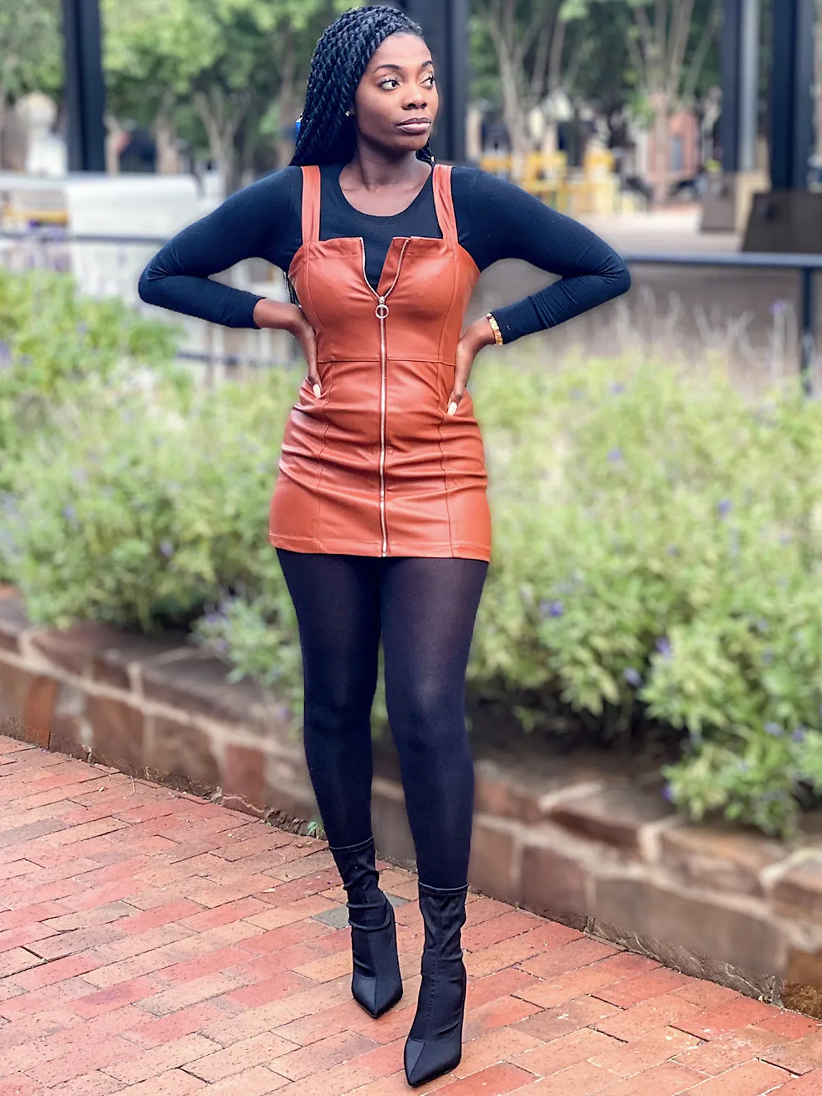Zip Faux Leather Dress