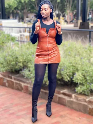 Zip Faux Leather Dress