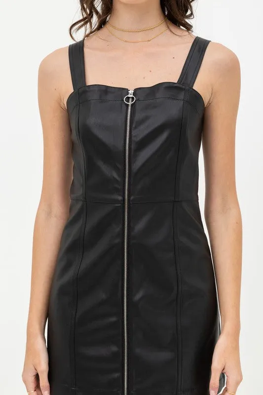 Zip Faux Leather Dress